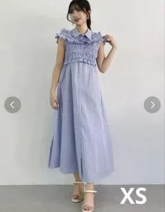 dazzlin ダズリン　ギャザービスチェSETシャツワンピース　ブルー /XS
