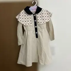 リボン柄　ケープ　ワンピース