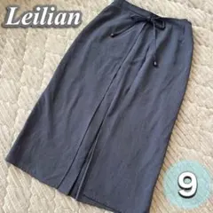 レリアン　グレーのリボン付きタイトスカート　レディース　後ろファスナー　スリット