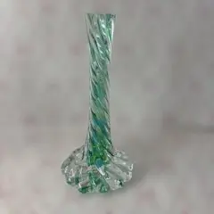 青と緑のストライプ ガラス花瓶 一輪挿し