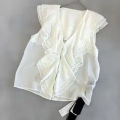 極美品✨ソロヴ ワッシャーカンフーシャツ バックオープン 白 チャイナ 