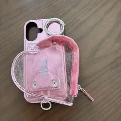 ajew iphone16ケース　ストラップ付き　ピンク