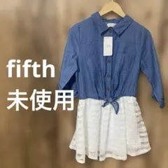 【 3019番】fifth ワンピース　長袖　未使用　M ブルー&ホワイト