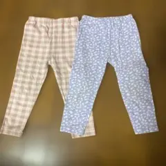 キッズレギンス2枚組 ピンク・紫