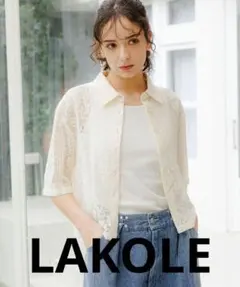 美品LAKOLE　ラコレ　レースシャツ　半袖　クロップド丈　ホワイト　М