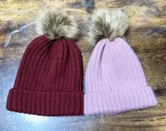 ニット帽　キッズ　2個セット　52〜56cm  帽子