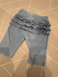 プティマイン　110 petit main フリル付きハーフパンツ デニムブルー
