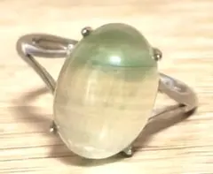 グリーン フローライト オーバル リング 指輪 フリーサイズ