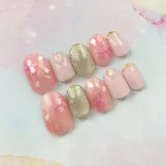 春ネイル　桜ネイル　入学式　卒業式