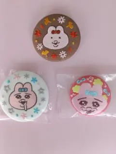 未使用品☆☆おぱんちゅ☆☆ 刺繍缶バッチ3点セット