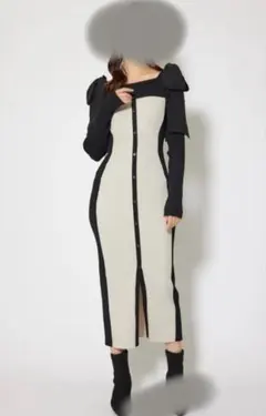 rienda 完売バイカラーオフショルリボンニットワンピース　試着のみ未使用品！