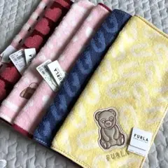 FURLA フルラ 大判ハンカチタオル 六枚 まとめ売りクマ 黄 青 ピンク 赤のサムネイル