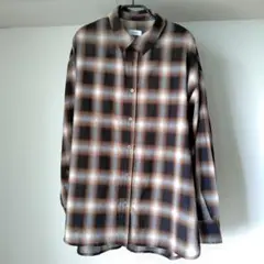 Aunely 洗練 シアーチェックシャツ Lサイズ ブラック