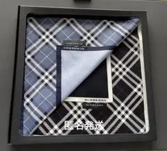 BURBERRY メンズ　ハンカチ　2枚セット　ブラック、ブルー系