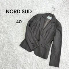 【ノールシュド】40(L)ストライプジャケット　シングルボタン　グレー