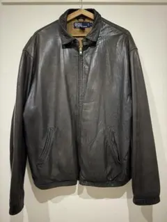 ラルフローレン スイングトップ レザー ジャケットブラック ポニーマークなし