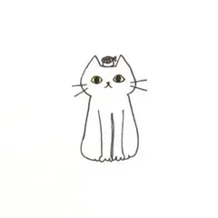 【1188】【白猫の絵】オリジナル手描きアナログイラスト原画　自作創作アート作品