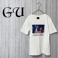 【ジーユー】 Tシャツ 半袖 白 ディズニー わんわん物語 S 普段着