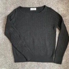 OPAQUE.CLIP ブラック 薄手セーター 【S】 ケーブルニット