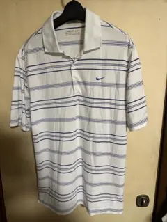 ナイキ　ゴルフ　NIKE golf ドライフィット素材　ポロシャツ　白×青