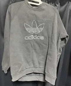 古着　adidas グレー クルーネック トレーナー M