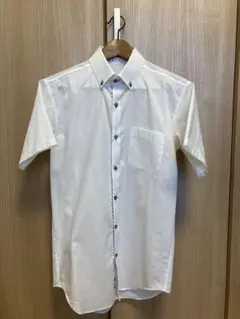 ホワイト ストライプ 半袖シャツ