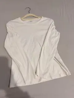 ホワイト 長袖 Tシャツ コットン