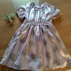 petit main 薄紫 花柄 半袖ワンピース　110