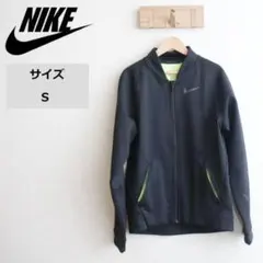 NIKE DRI-FIT ナイキジャージ 黒×ネオン ビッグロゴ 袖プリント S