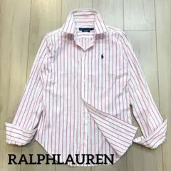 【極美品】ラルフローレン ストライプシャツ 綿100% ポニー刺繍　ピンク
