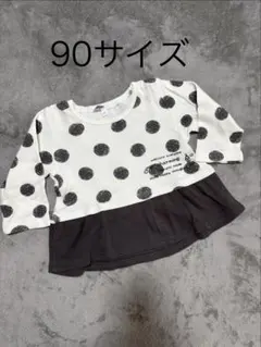 ドット柄長袖Tシャツ・カットソー 綿100％ 90サイズ