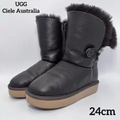 1501 UGG ムートンブーツ 24cm ダークブラウン 本革 厚底のサムネイル