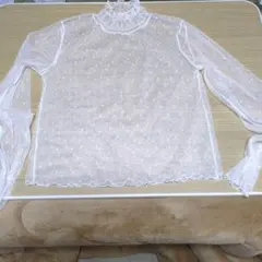 水玉シースルートップス白レースブラウス