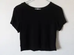 ZARA ブラック クロップドTシャツ Lサイズ