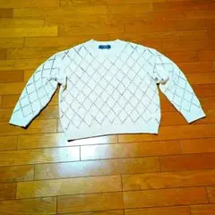 ◀新品未使用品▶プライマーク·ラメアイボリー ダイヤモンド柄 綿ニットセーター