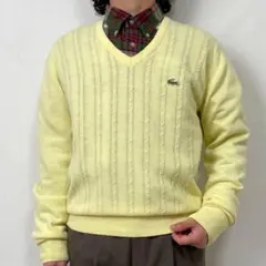 70s 80s IZOD LACOSTE Vネック セーター ニット 古着