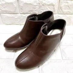 ALETTAクロコ型押し 切替ショートブーツ ブラウン 23.5 センターシーム