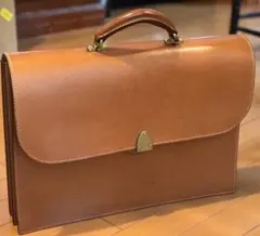 【鍵付き】万双 本革 ブリーフケース レザー ビジネスバッグ キャメル/ブラウンのサムネイル