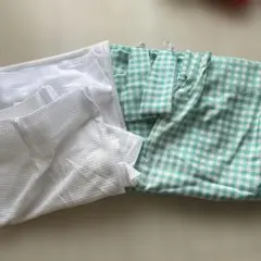 水色と白のチェック柄ドレープカーテンセット138*100