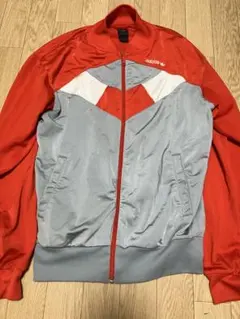 adidas トラックジャケット レッド グレー