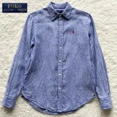 極美品 ポロラルフローレン リラックスフィット リネンシャツ ブルー XSのサムネイル