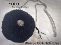 プードルファー×デニム サークルショルダーバッグ