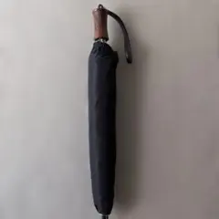 ブラック折りたたみ傘 木製ハンドル