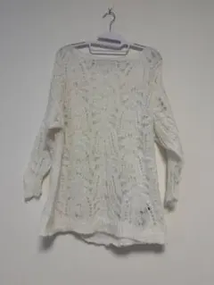 Heather ホワイト レース編みニット F
