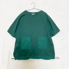 【エシーム】Tシャツ カットソー ポケット有 裾ドロスト 半袖 綿混 XL