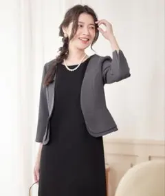 ノーカラーペプラムジャケットボレロ　グレー　タグ付き　結婚式