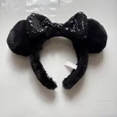 ディズニー　ミニーマウス　黒スパンコール　カチューシャ