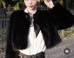 Riu【新品】Fur short coat ブラック　Rちゃん