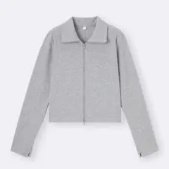 GU リブダブルジップカーディガン グレー Mのサムネイル