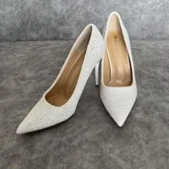 【新品・未使用】ピンヒール　結婚式　参列　白　ホワイト　ラメ